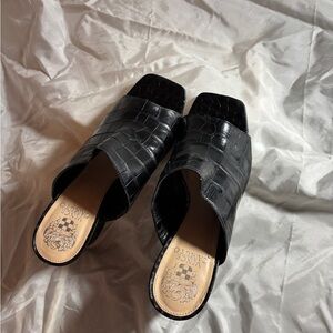 Vince Camuto Black Leather Mules with Open Back